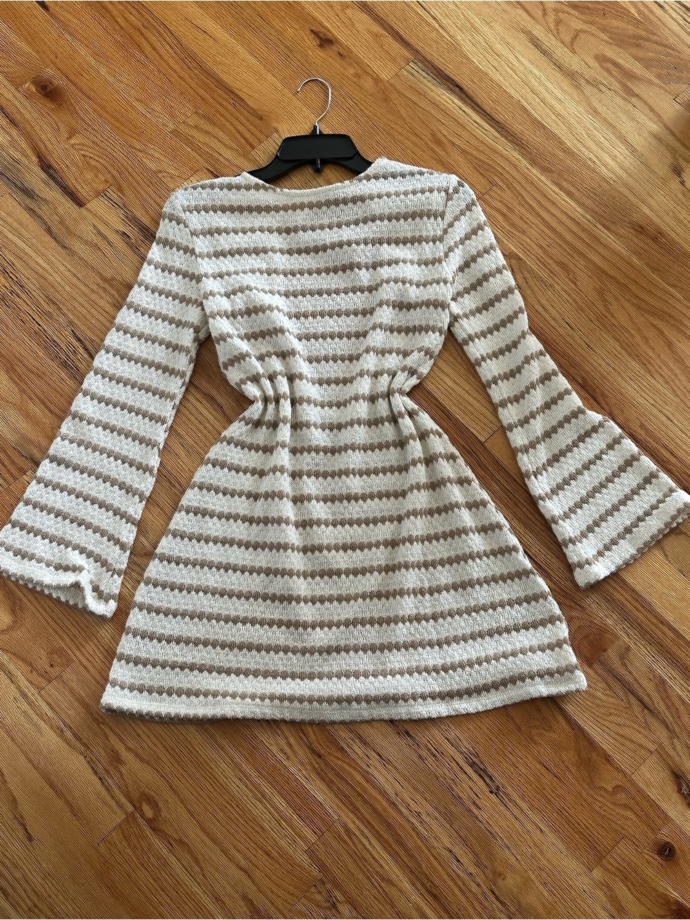 Striped Knit Beach coverup in Cream and Tan